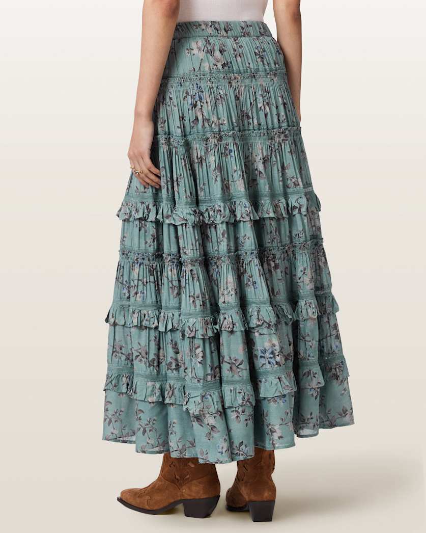 AllSaints Talia Printed Midi Skirt Women's Vine Black Women's