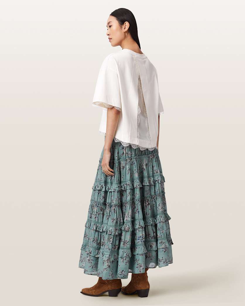 AllSaints Talia Printed Midi Skirt Women's Vine Black Women's
