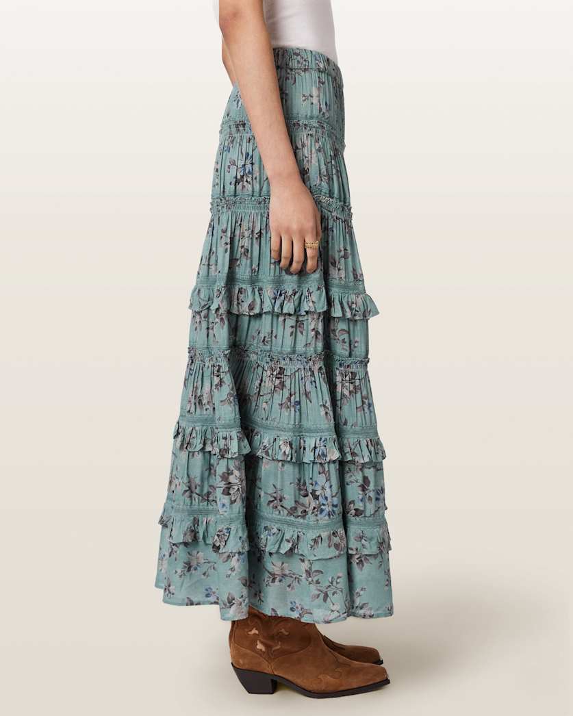 AllSaints Talia Printed Midi Skirt Women's Vine Black Women's