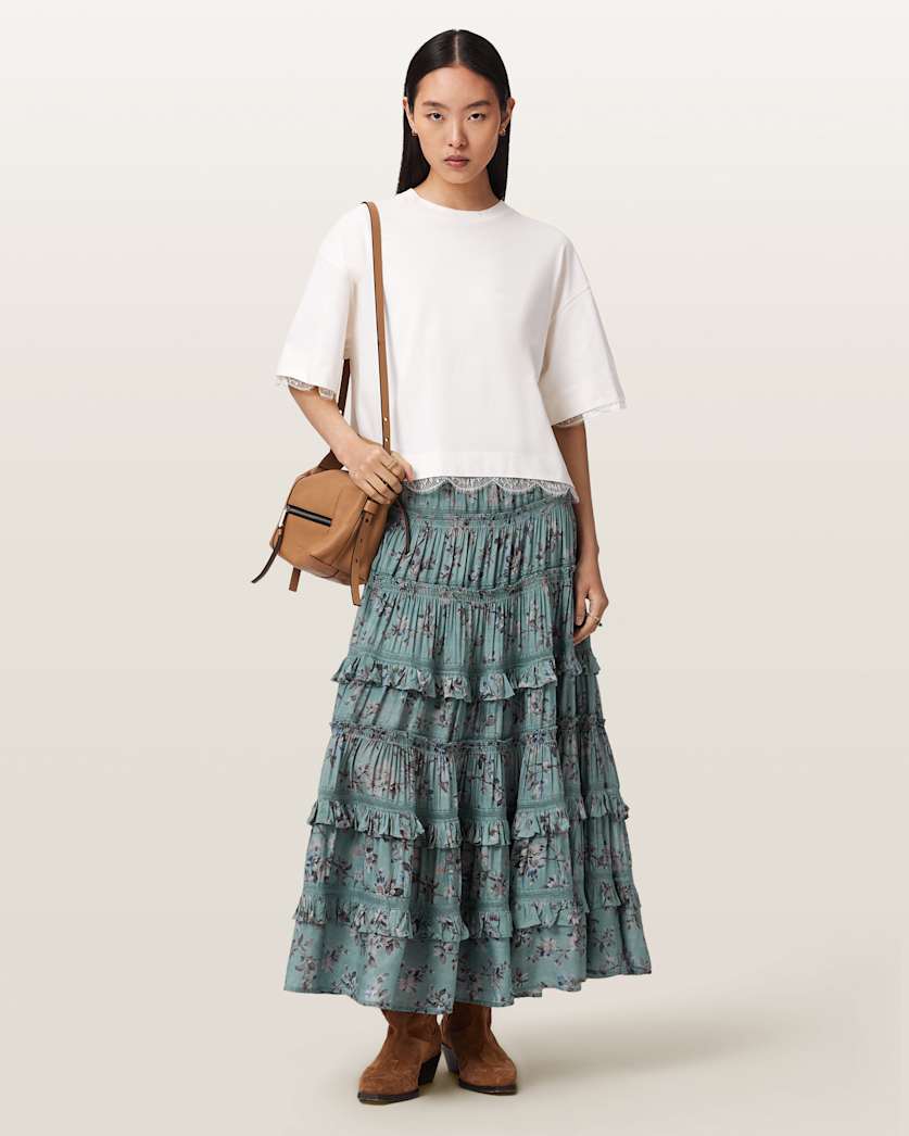AllSaints Talia Printed Midi Skirt Women's Vine Black Women's