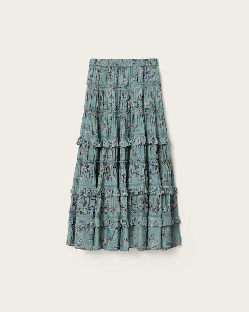 AllSaints Talia Printed Midi Skirt Women's Vine Black Women's