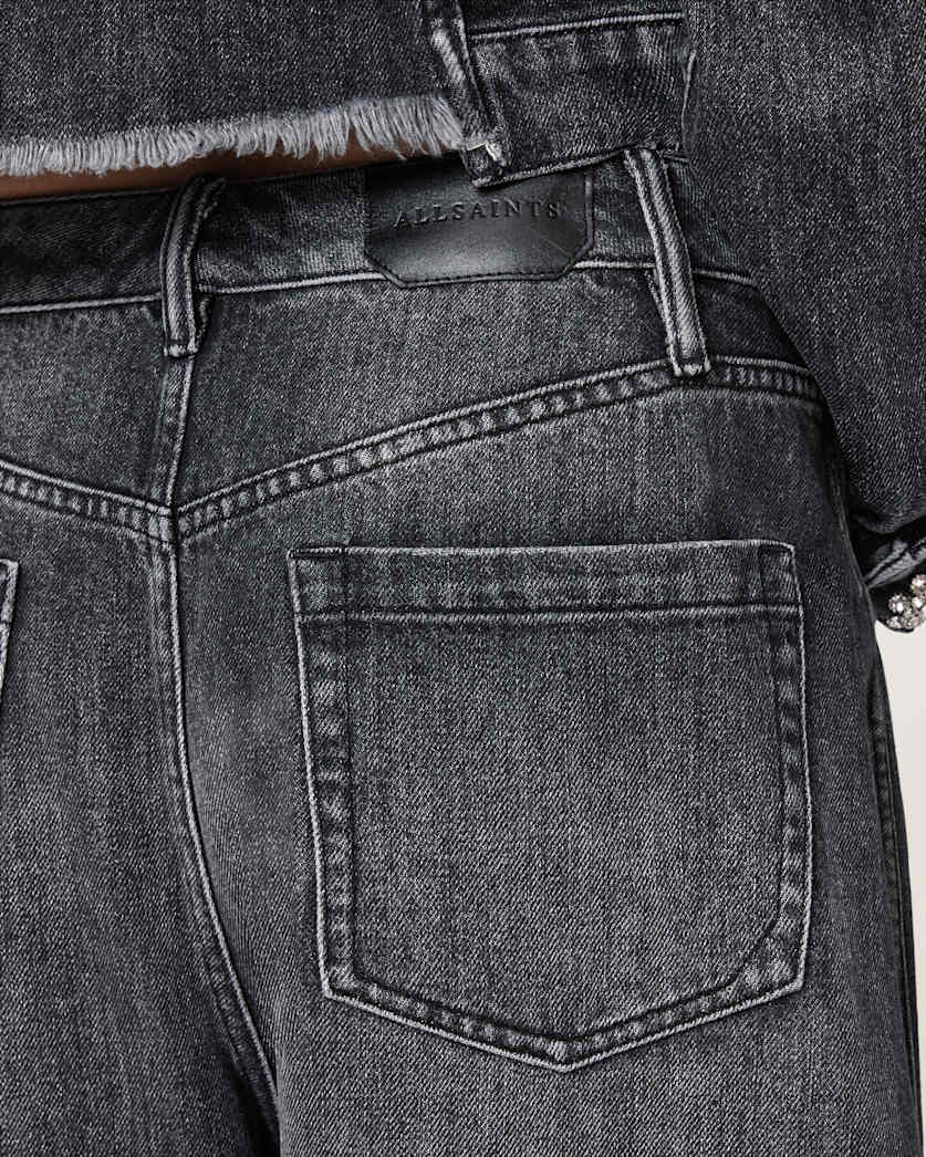 AllSaints Carter Barrel Denim Jeans Women's Washed Black Women's
