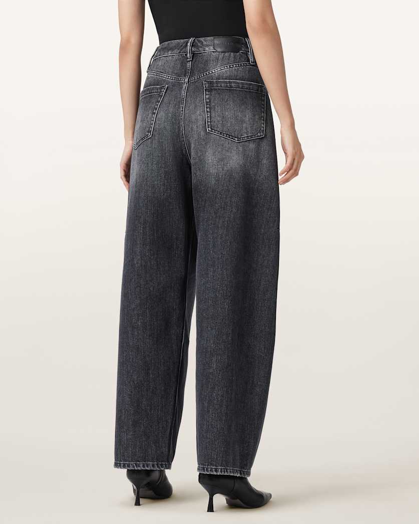 AllSaints Carter Barrel Denim Jeans Women's Washed Black Women's