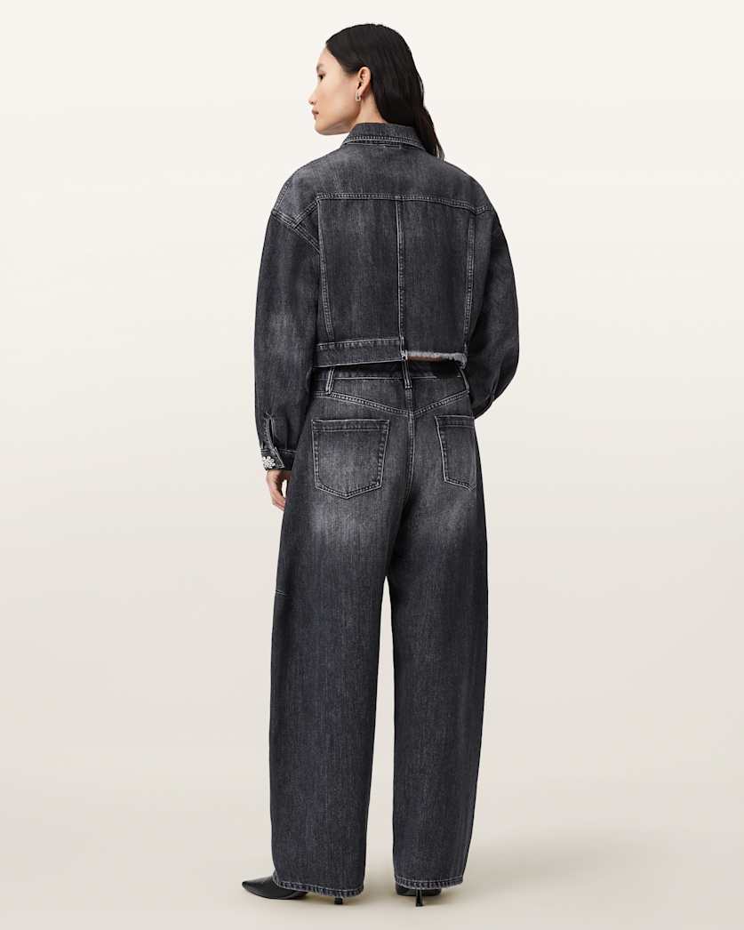 AllSaints Carter Barrel Denim Jeans Women's Washed Black Women's