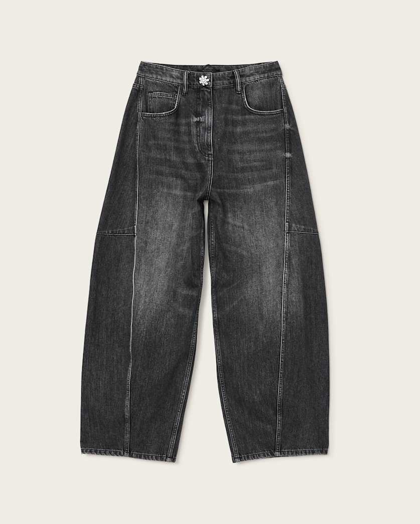AllSaints Carter Barrel Denim Jeans Women's Washed Black Women's