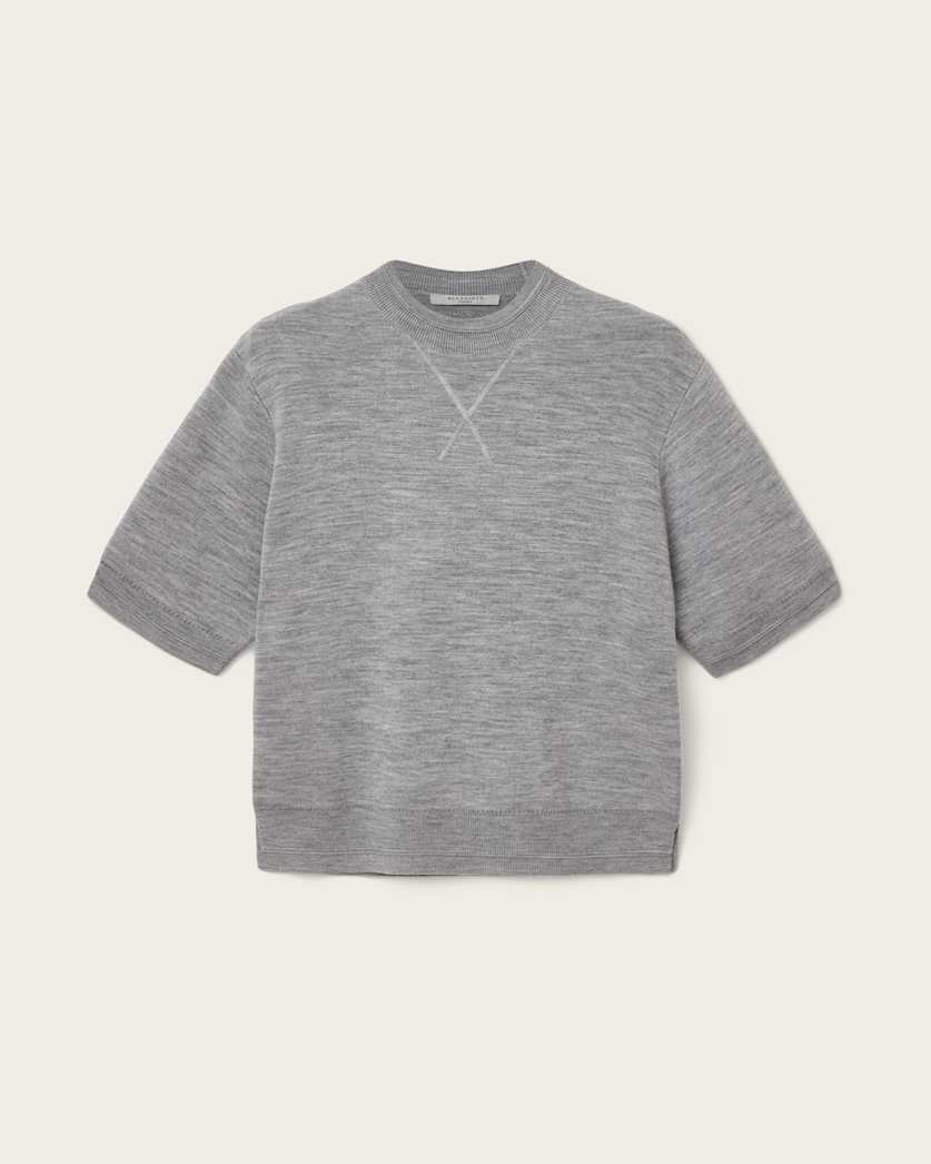 AllSaints Nika Relaxed Wool T Shirt Women's Grey Marl Women's