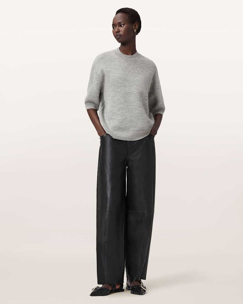 AllSaints Nika Relaxed Wool T Shirt Women's Grey Marl Women's