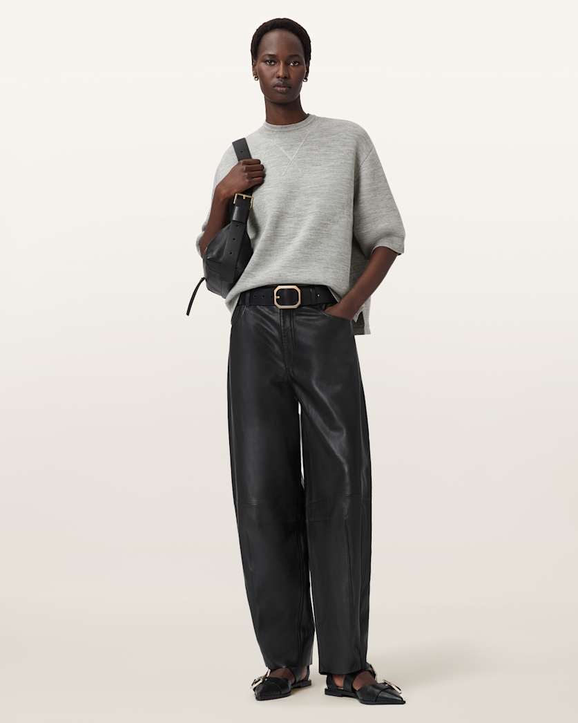 AllSaints Nika Relaxed Wool T Shirt Women's Grey Marl Women's