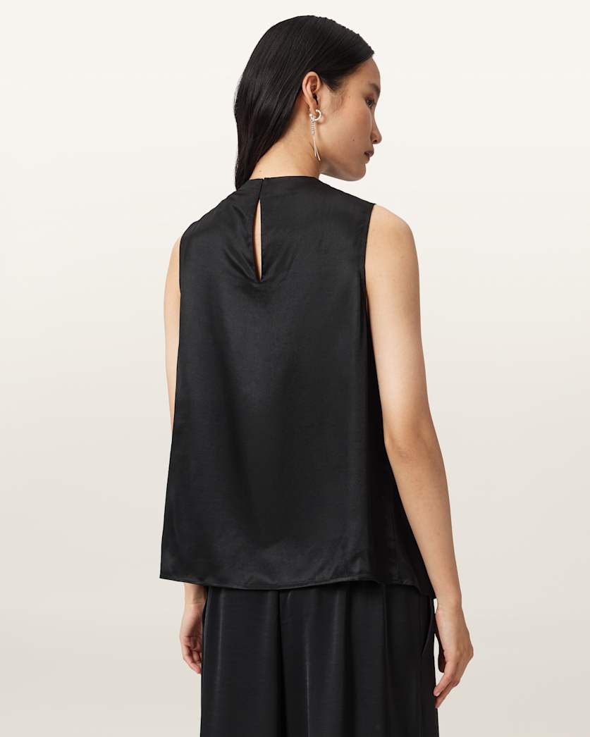 AllSaints Herela Silk Blend Shirt Women's Black Women's