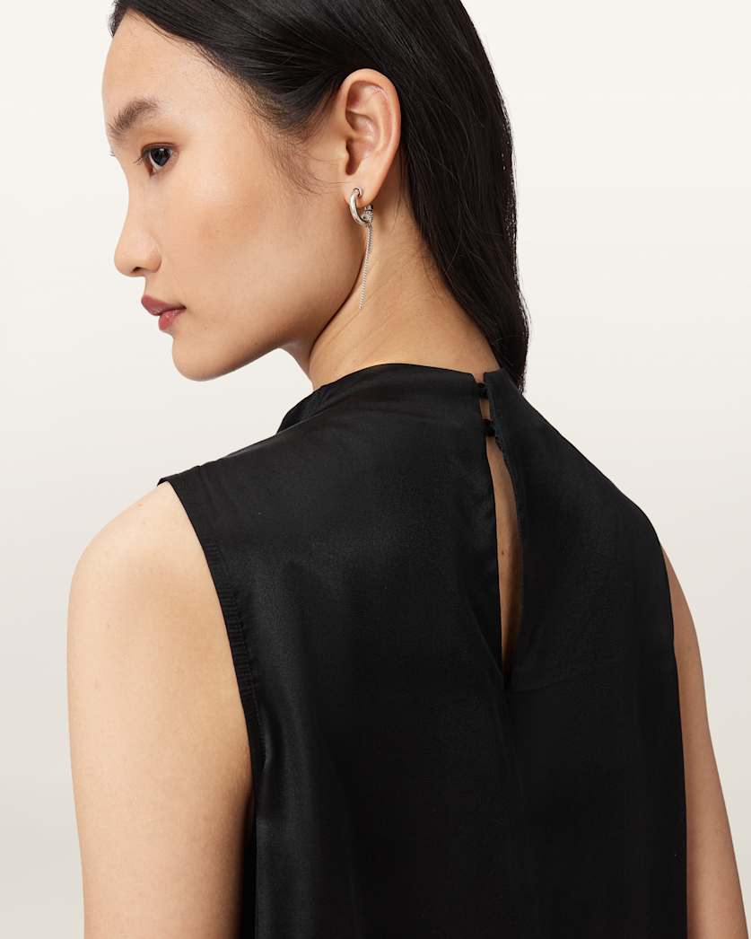 AllSaints Herela Silk Blend Shirt Women's Black Women's
