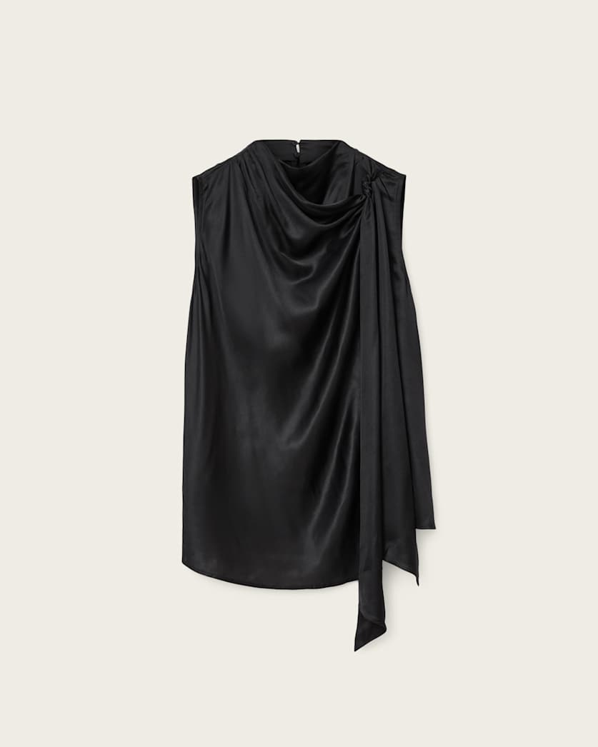 AllSaints Herela Silk Blend Shirt Women's Black Women's