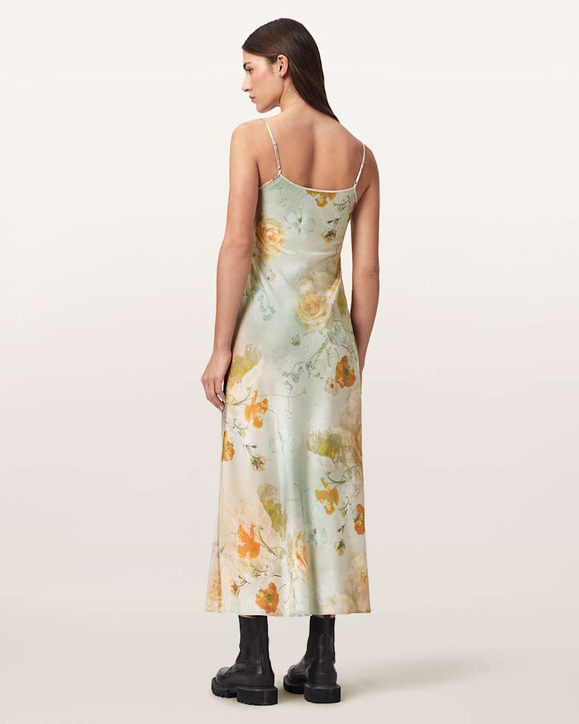 AllSaints Bryony Floral Slip Dress Women's Haze Blush Pink Women's