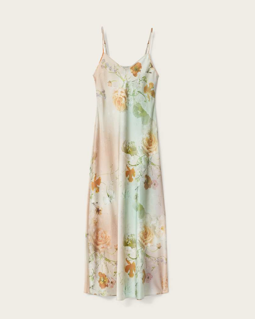 AllSaints Bryony Floral Slip Dress Women's Haze Blush Pink Women's