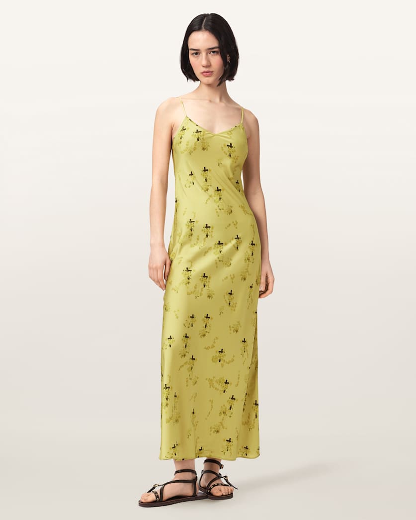 AllSaints Bryony Floral Slip Dress Women's Haze Blush Pink Women's