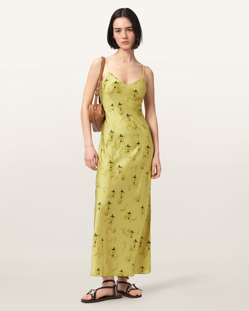 AllSaints Bryony Floral Slip Dress Women's Haze Blush Pink Women's