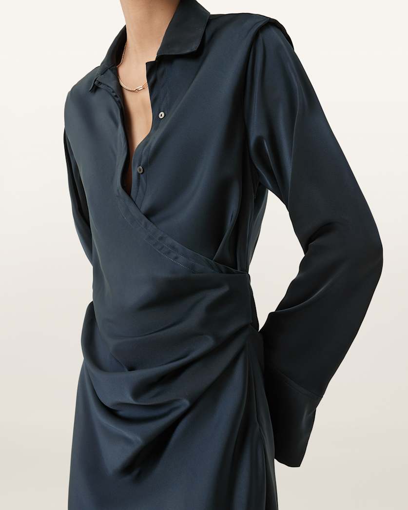 AllSaints Tira Satin Mini Dress Women's Collegiate Blue Women's