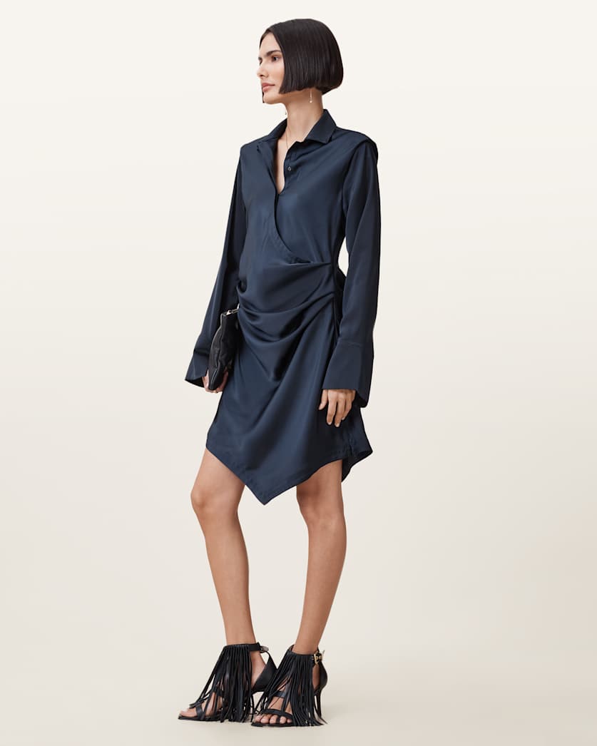 AllSaints Tira Satin Mini Dress Women's Collegiate Blue Women's