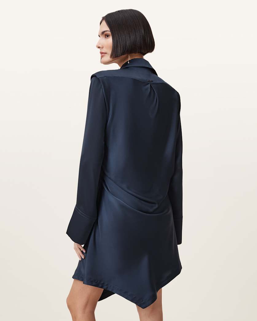AllSaints Tira Satin Mini Dress Women's Collegiate Blue Women's