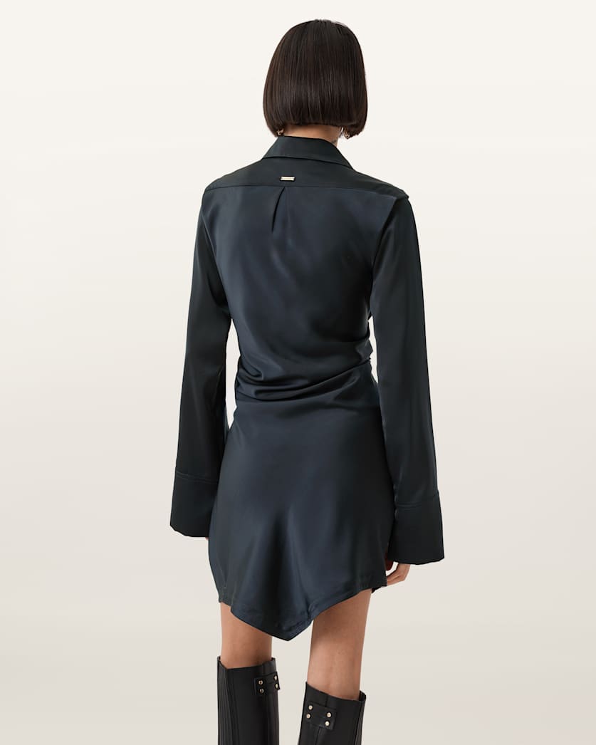 AllSaints Tira Satin Mini Dress Women's Collegiate Blue Women's