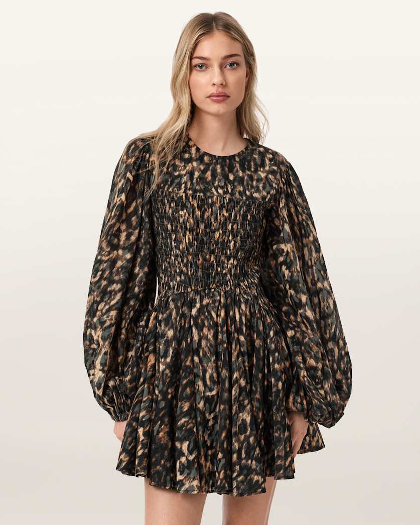 AllSaints Chia Smocked Mini Dress Women's White Women's