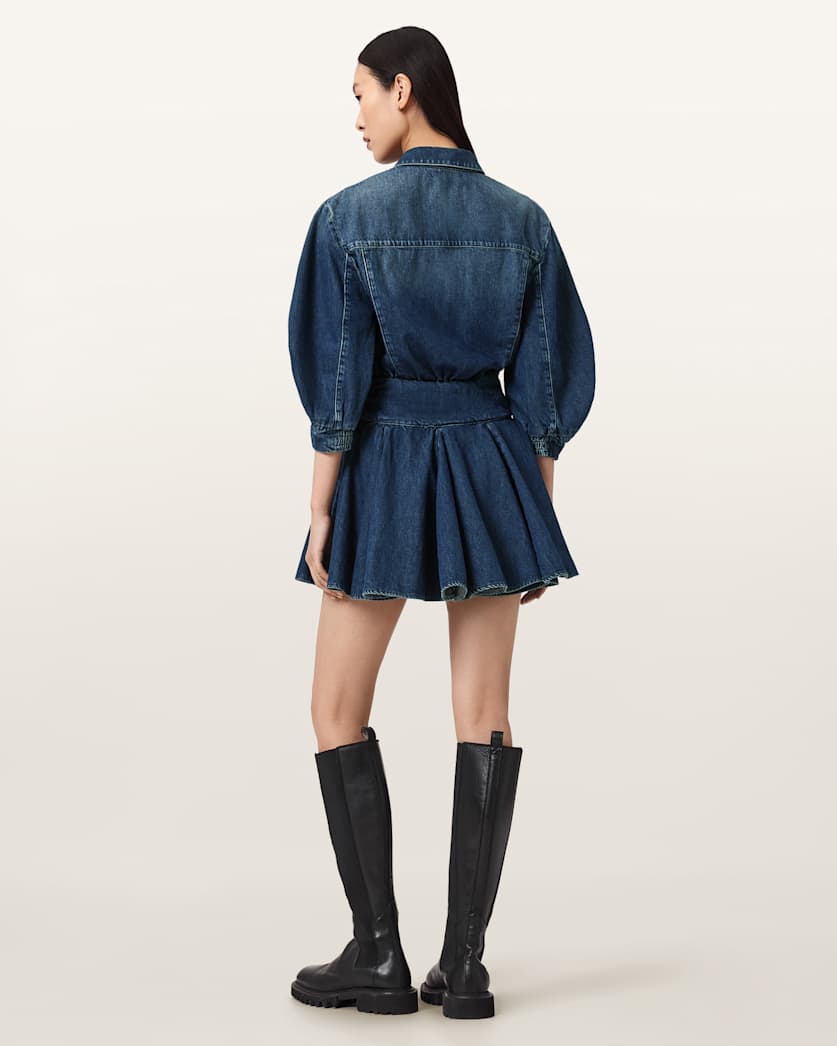 AllSaints Arlo Denim Mini Dress Women's Mid Indigo Women's