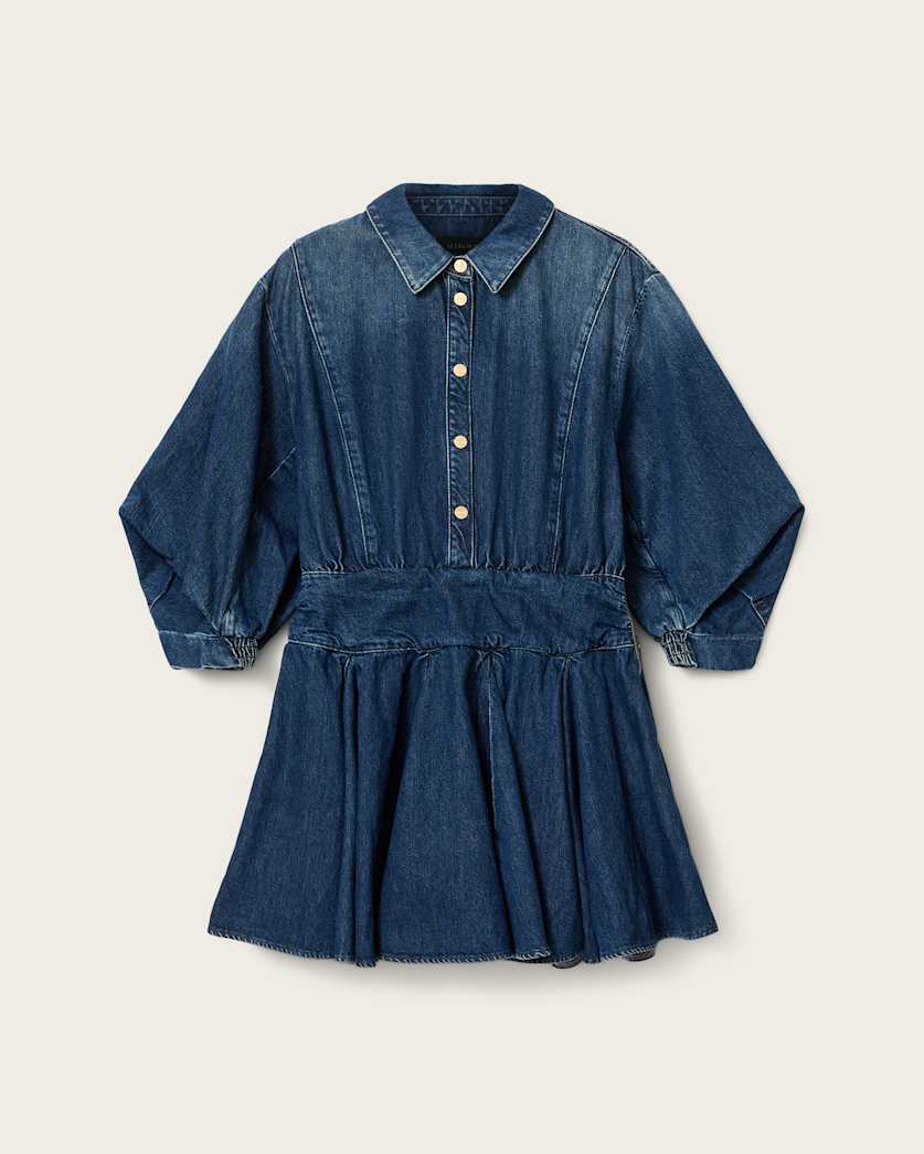 AllSaints Arlo Denim Mini Dress Women's Mid Indigo Women's