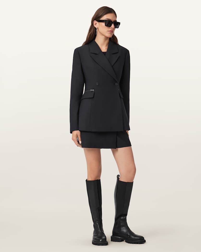 AllSaints Mimmie Double Breasted Blazer Women's Black Women's