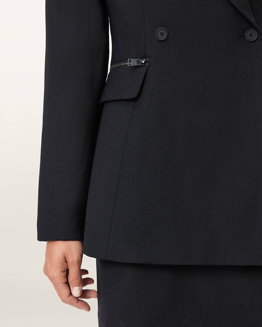 AllSaints Mimmie Double Breasted Blazer Women's Black Women's