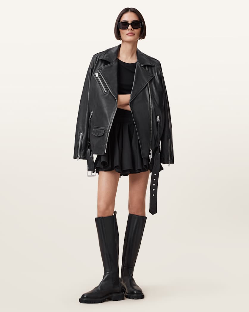 AllSaints Tulip Cotton Mini Skirt Women's Dark Slate Blue Women's