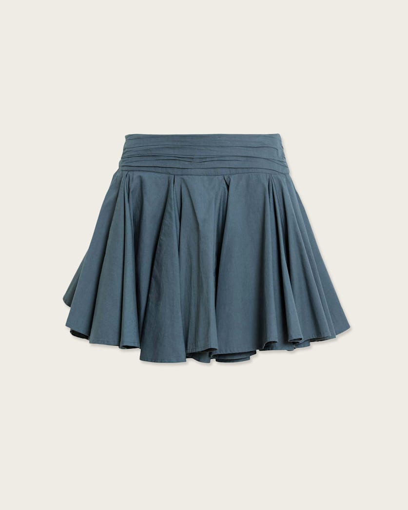 AllSaints Tulip Cotton Mini Skirt Women's Dark Slate Blue Women's