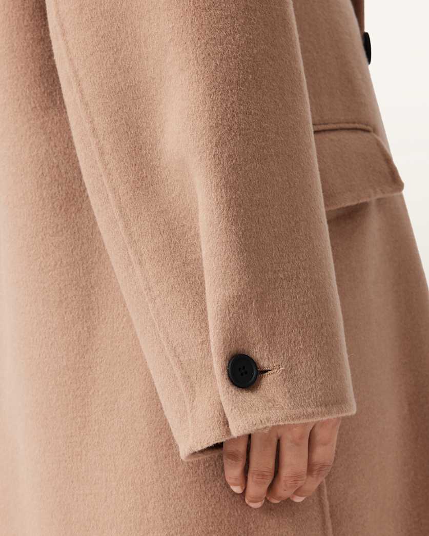 AllSaints Sellma Double Breasted Coat Women's Camel Brown Women's