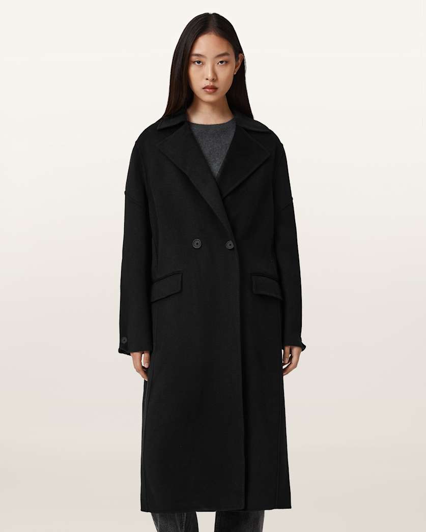 AllSaints Sellma Double Breasted Coat Women's Camel Brown Women's