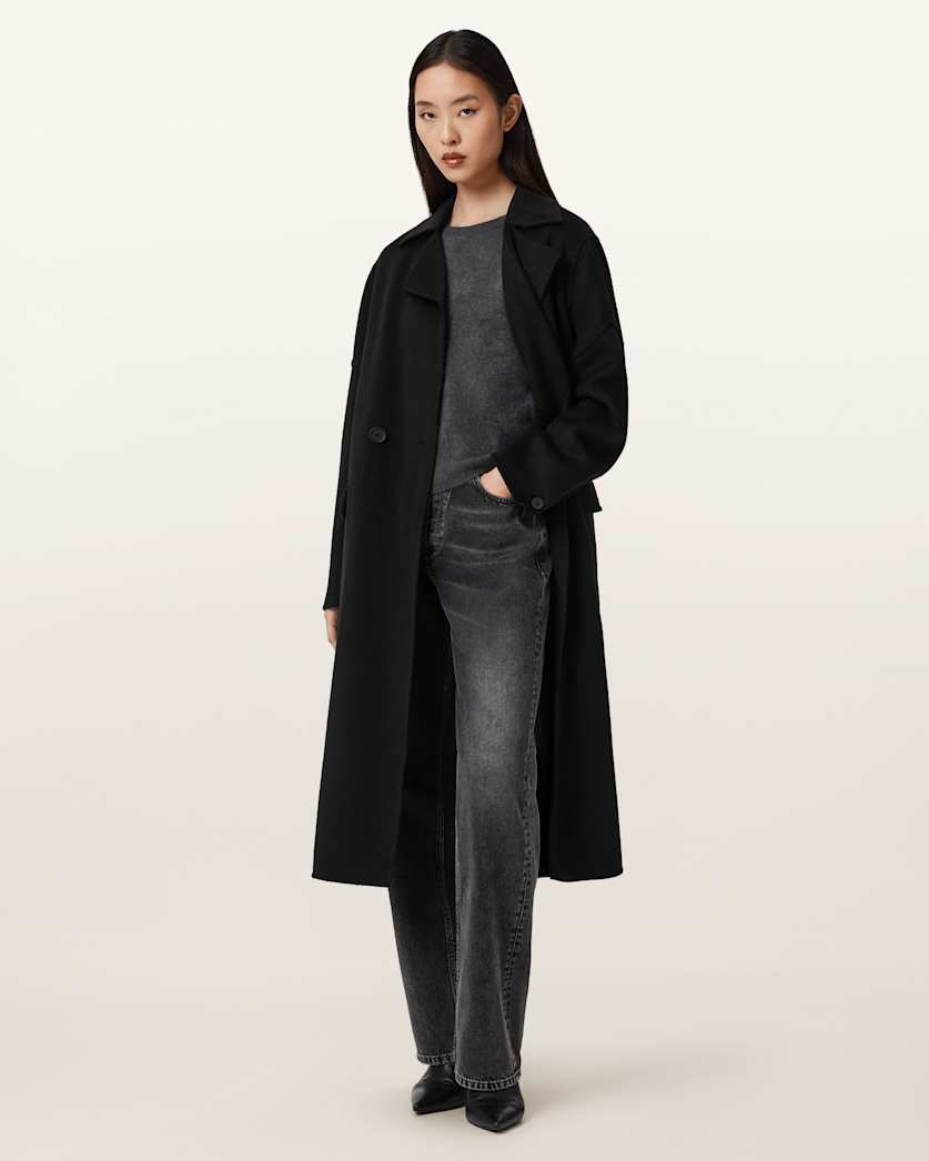 AllSaints Sellma Double Breasted Coat Women's Camel Brown Women's
