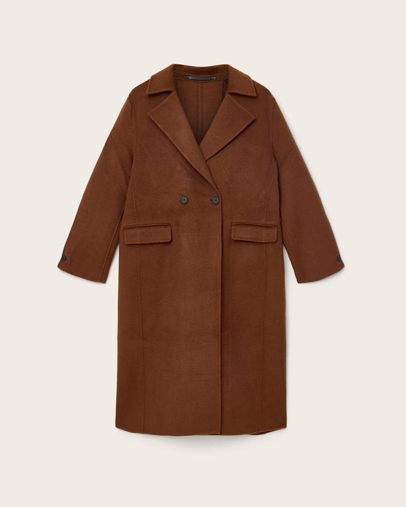 AllSaints Sellma Double Breasted Coat Women's Camel Brown Women's