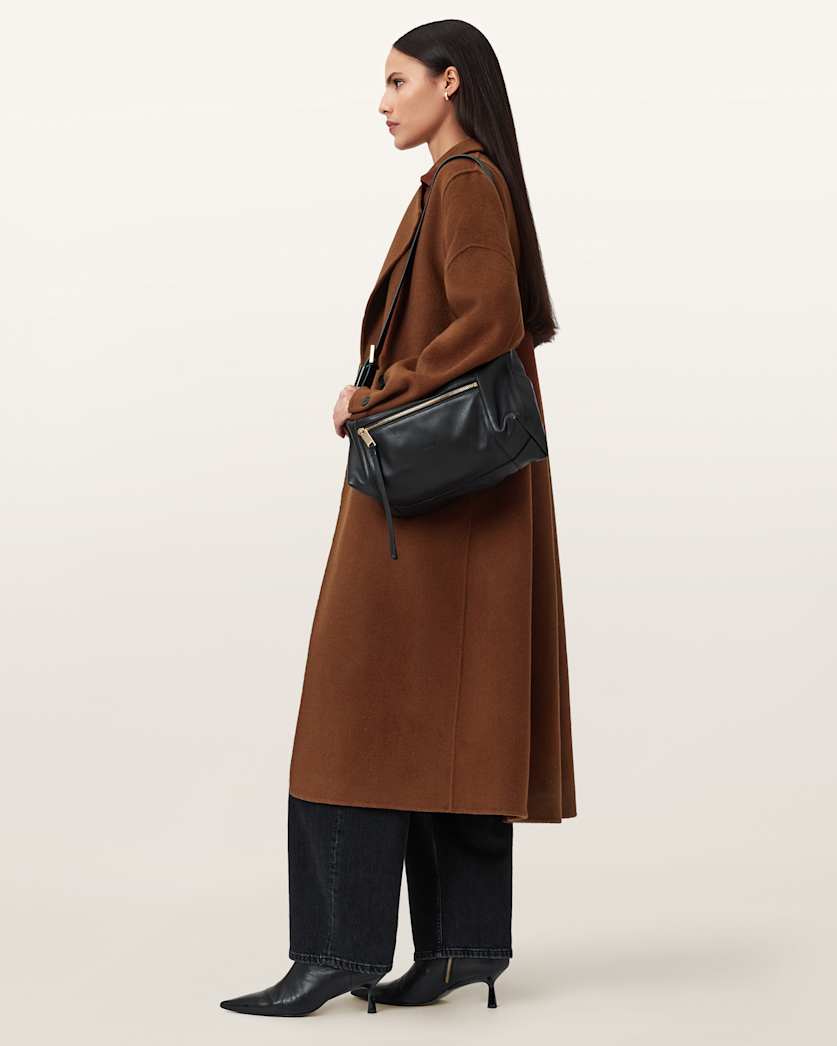 AllSaints Sellma Double Breasted Coat Women's Camel Brown Women's
