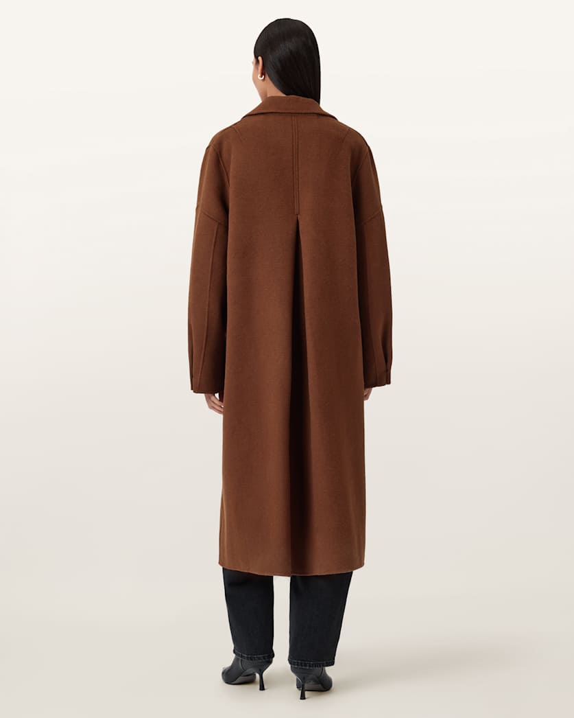 AllSaints Sellma Double Breasted Coat Women's Camel Brown Women's