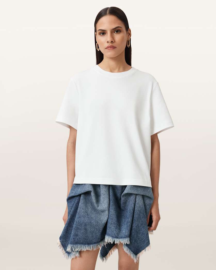 AllSaints Lisa Boxy Crew Neck T Shirt Women's White Women's