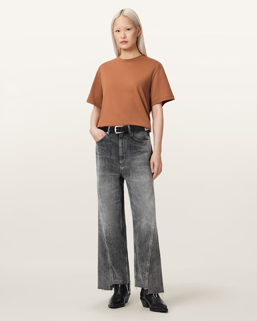 AllSaints Lisa Boxy Crew Neck T Shirt Women's White Women's