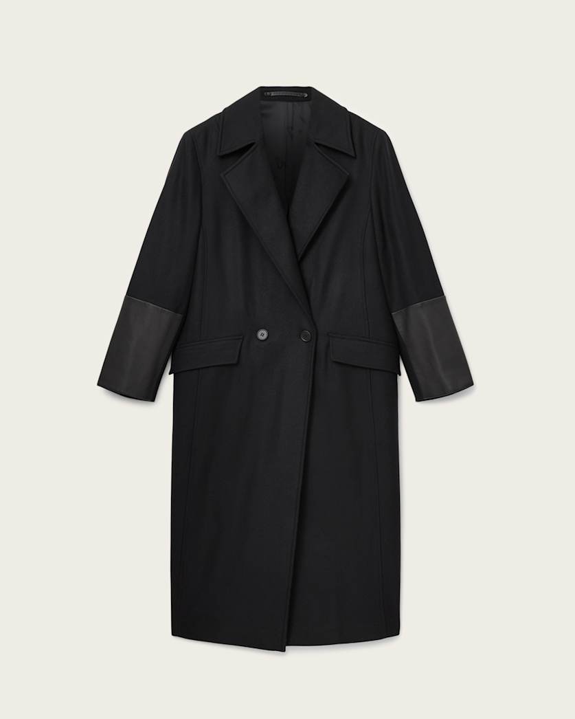 AllSaints Sellma Double Breasted Coat Women's Black Women's