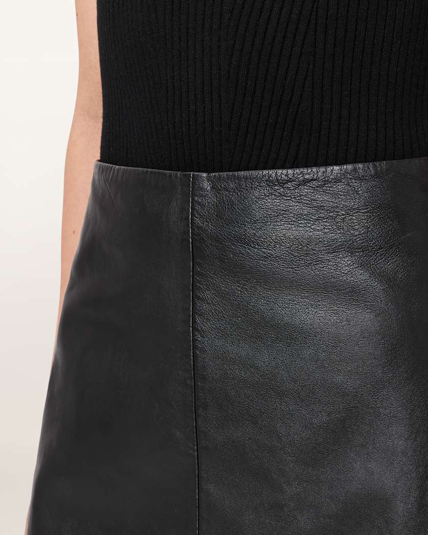 AllSaints Renai Leather Mini Skirt Women's Silver Women's
