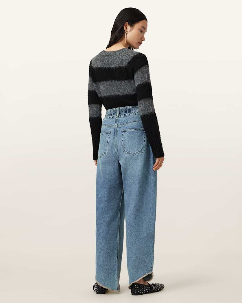AllSaints Taylor Frayed Barrel Leg Jeans Women's Light Indigo Women's