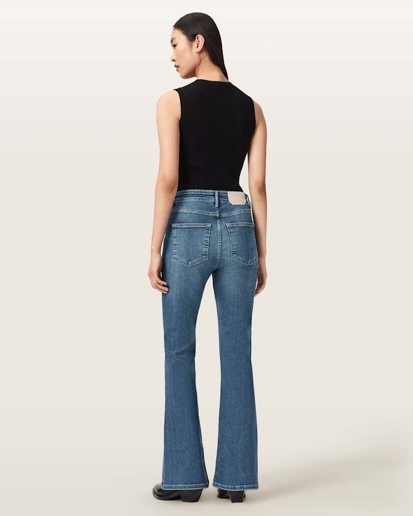 AllSaints Maisie Flare Denim Jeans Women's Mid Indigo Women's