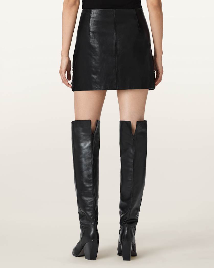 AllSaints Lea Studded Leather Mini Skirt Women's Black Women's