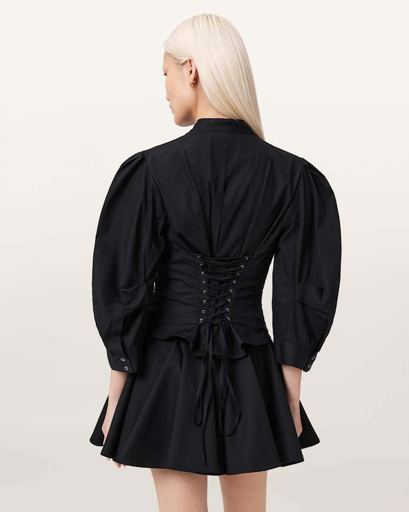AllSaints Maud Lace Up Shirt Women's Black Women's