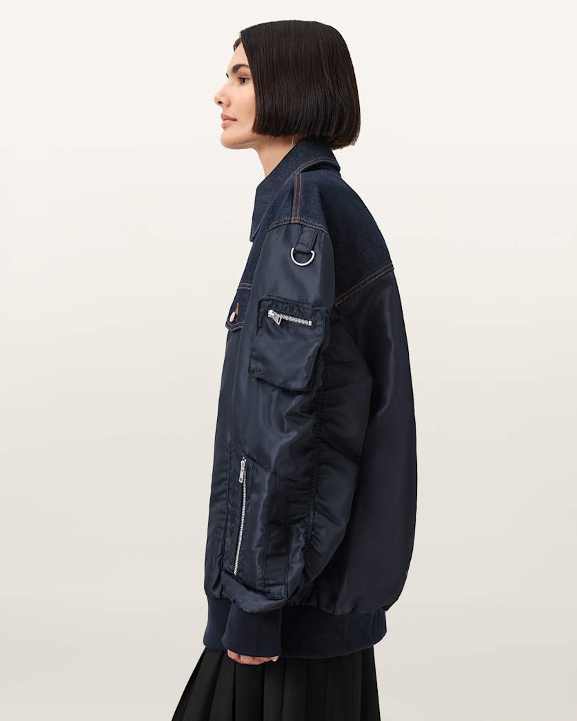 AllSaints Verity Relaxed Fit Bomber Jacket Women's Khaki Green Women's