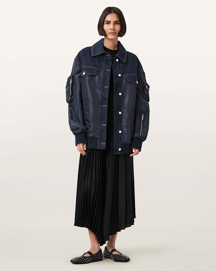 AllSaints Verity Relaxed Fit Bomber Jacket Women's Khaki Green Women's