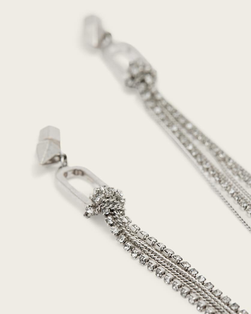 AllSaints April Chain Fringe Earrings Women's Warm Silver Women's