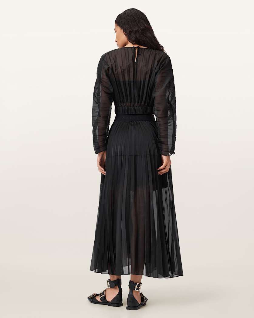 AllSaints Micaela Pleated Skirt Women's Black Women's