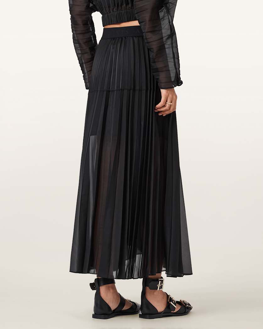 AllSaints Micaela Pleated Skirt Women's Black Women's