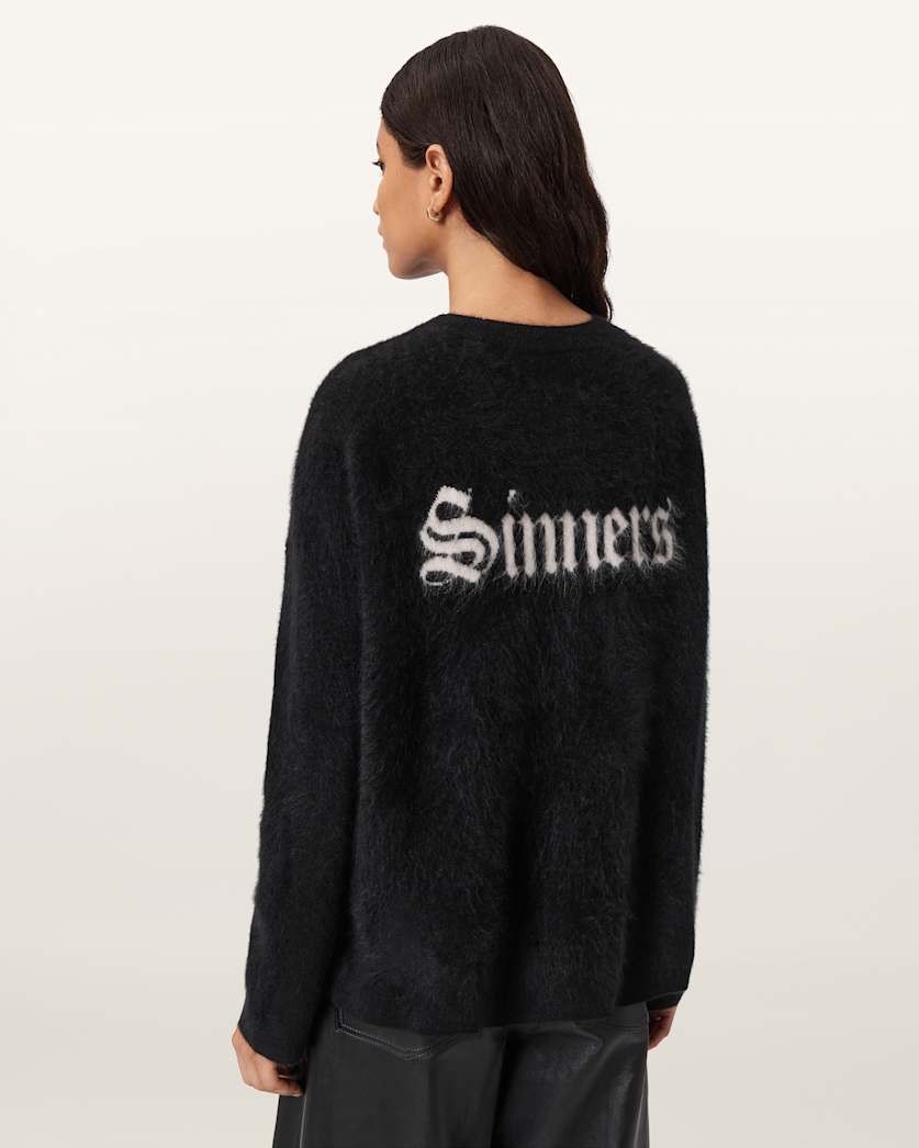 AllSaints Saints Cashmere Crew Neck Sweater Women's Black/Chalk White Women's
